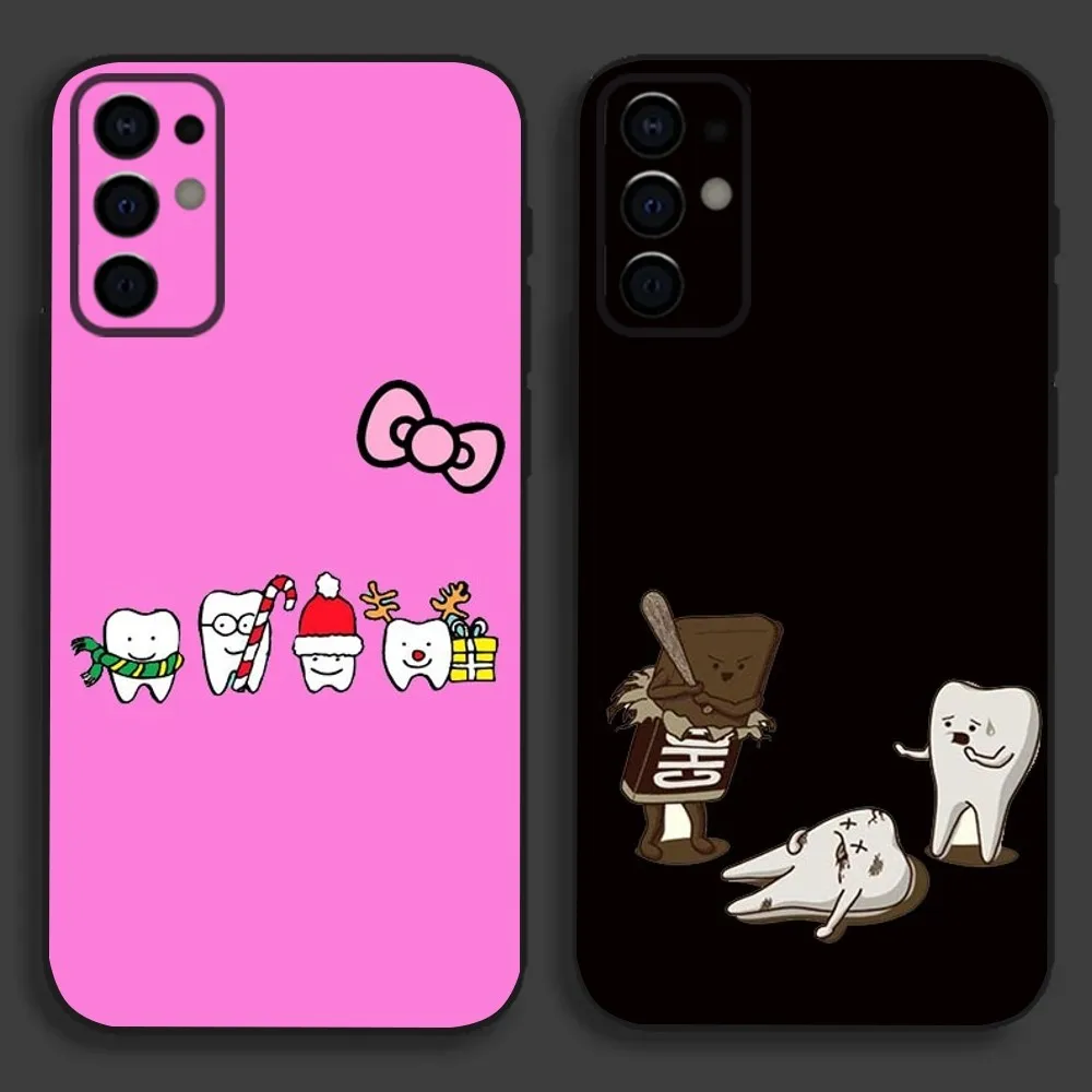 Teeth Tooth Cartoon Funny Phone Case For Samsung S24,S21,S22,S23,S30,Ultra,S20,Plus,Fe,Lite,Note,10,9,5G Black Soft Cover