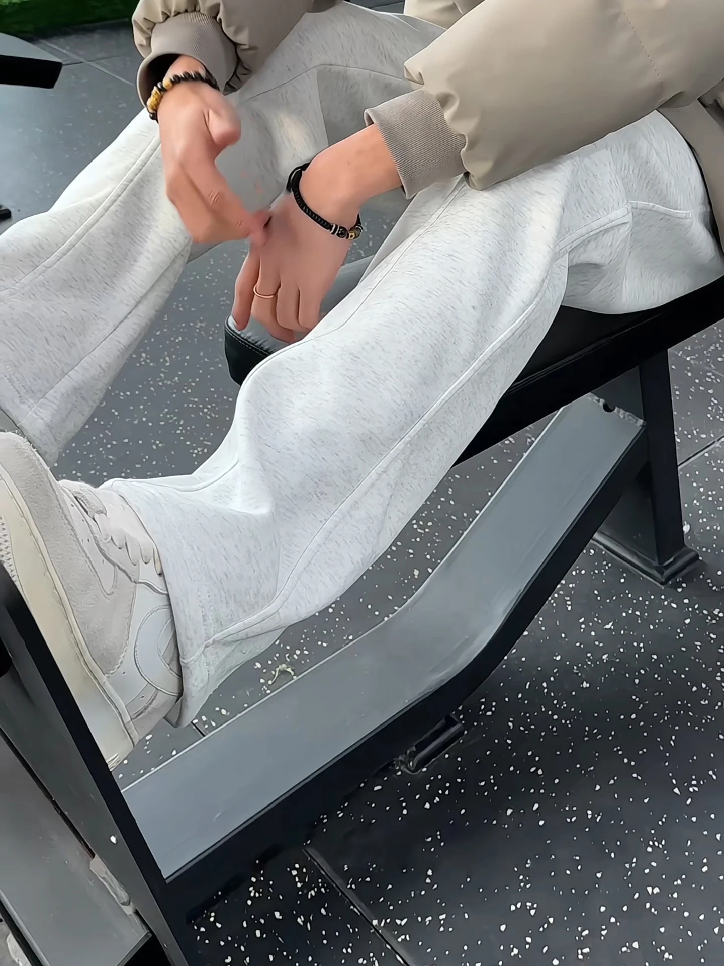 

Cleanfit Light ey Slant Cut Sweatpants Men's Autumn Winter American Fce Lined Casual Sports Trousers Wide Leg Pants