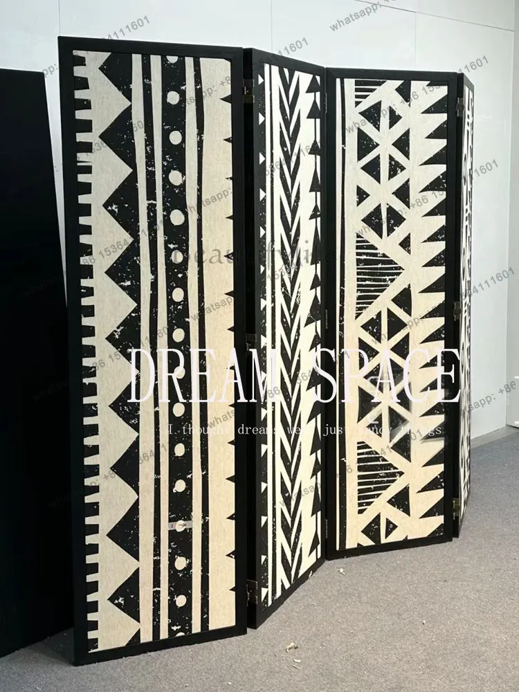 Medieval solid wood painting art 4 screens folding screen household living room partition