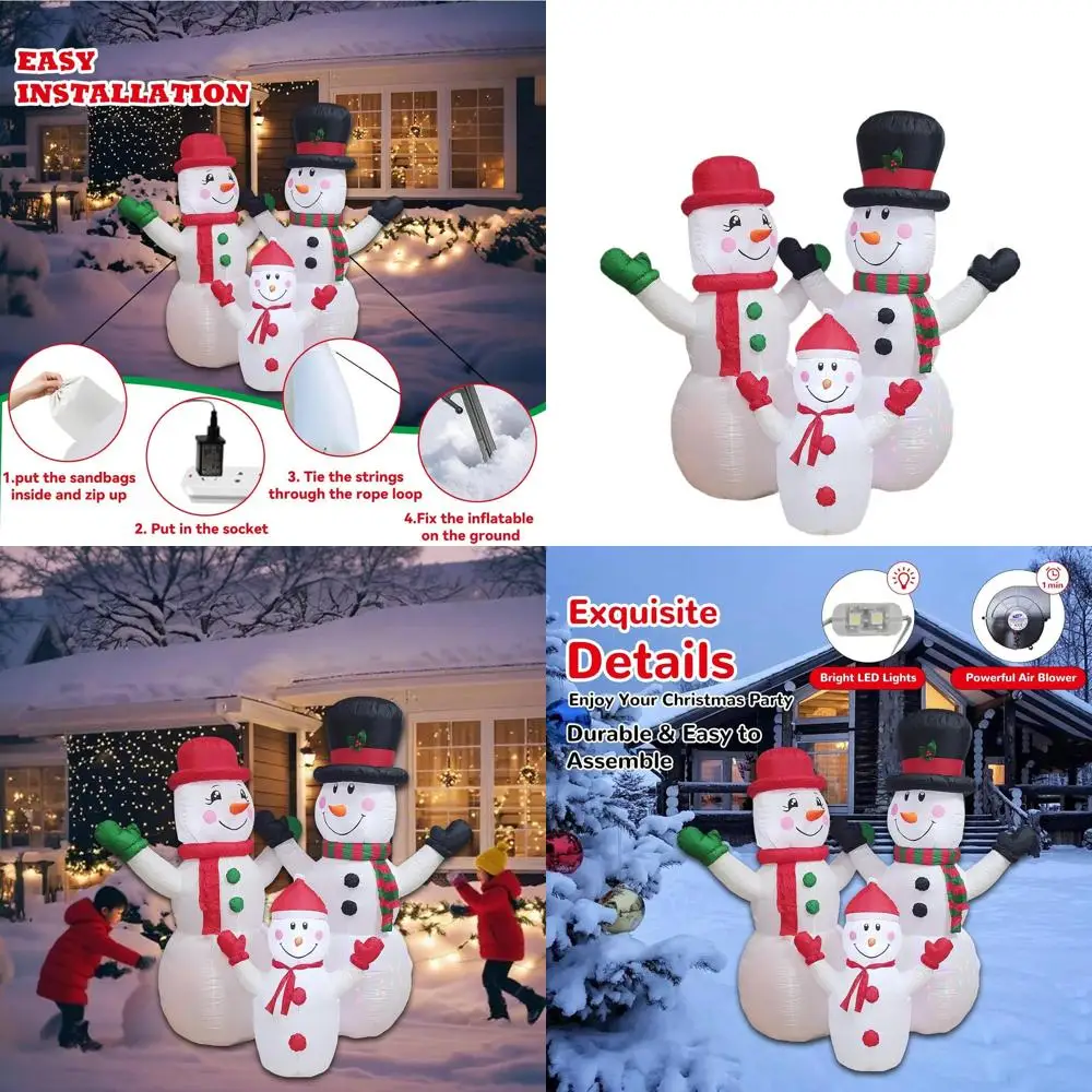 

Гигантский вращающийся светильник снеговика 7 футов, семейный надувной для уличного рождественского декора двора