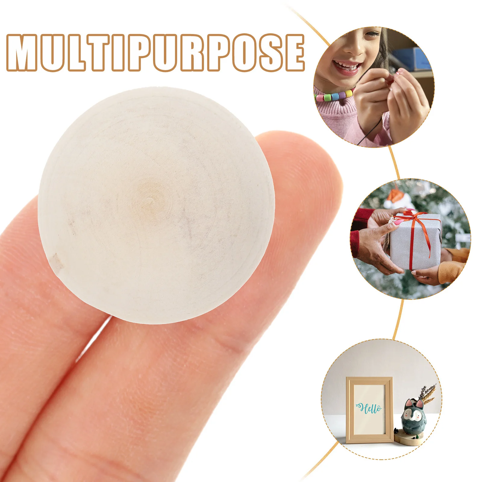 

50Pcs Half Round Wooden Beads Smooth Polished Natural Unfinished Half Balls for DIY Craft Jewelry Making Supplies Handmade