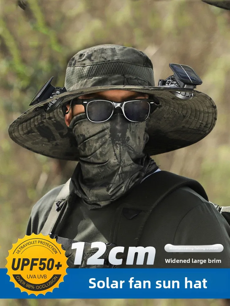 

Solar fan hat men's outdoor mountaineering hat summer sun protection fishing adult hat with fan