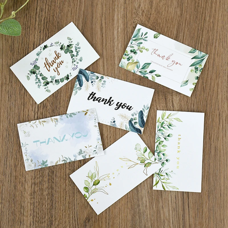 50pcs Thank You Greeting Gift Card for Wedding Party Birthday Decoration Invitation Card Small Business Supplies 9x5.4cm