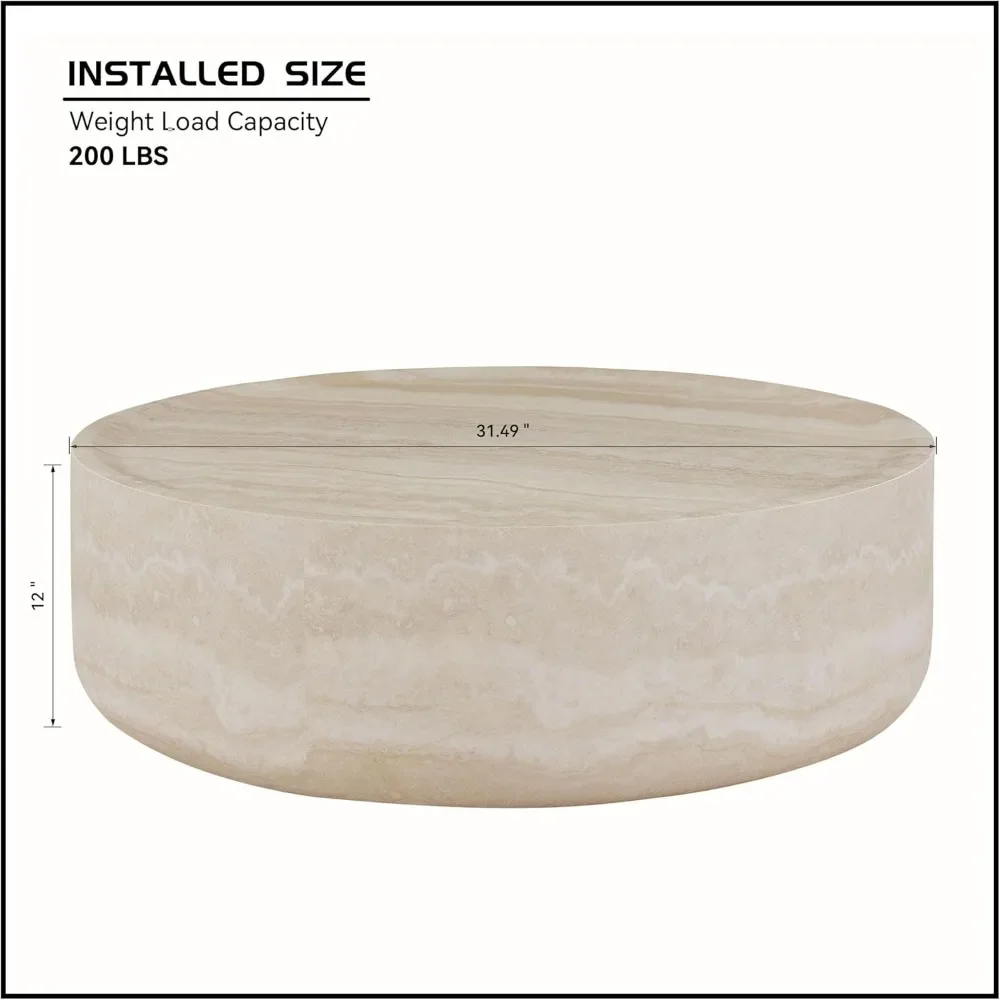 Meja Kopi Bulat untuk Ruang Tamu, Meja Samping Minimalis Modern Pola Mars Palsu Meja Ujung Aksen untuk Apartemen