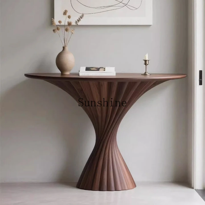 

Italian minimalist entrance table modern light luxury solid wood end platform
