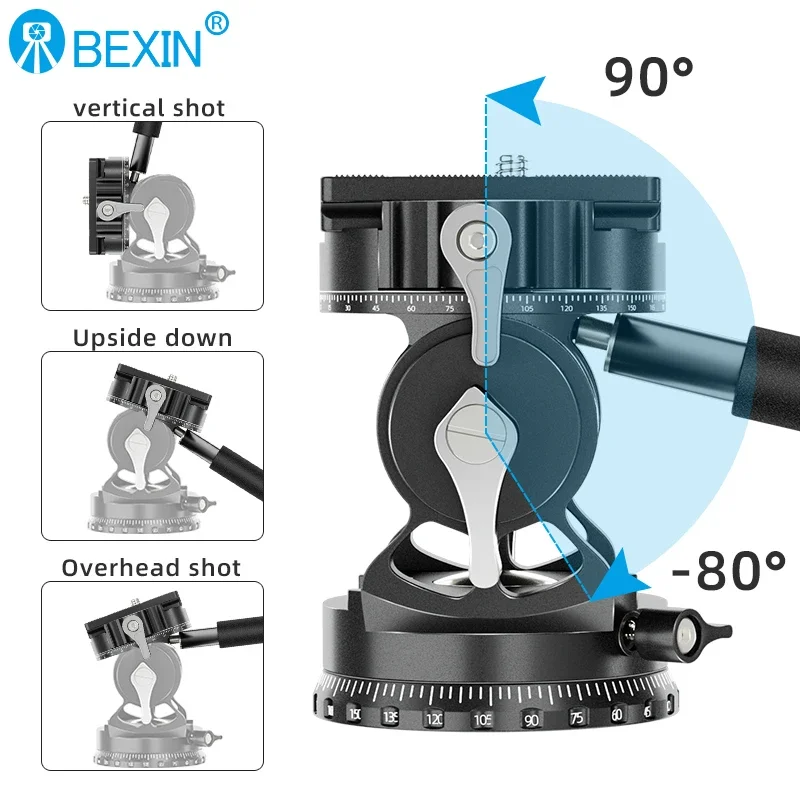 BEXIN SLR Camera Handle Hydraulic Gimbal Light and Convenient Damping Panoramic Clamp Seat Gimbal Dedicated for Bird Watching