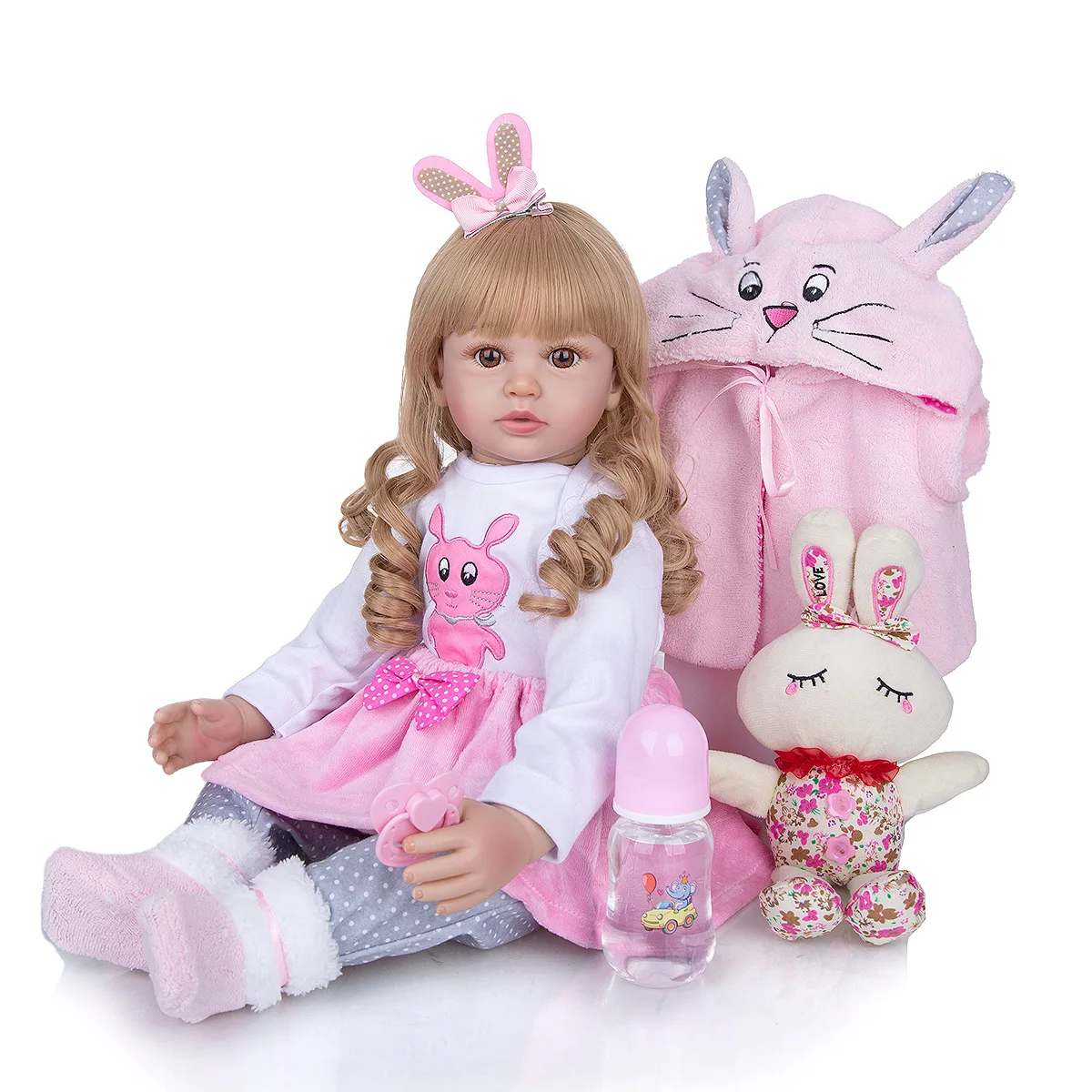 

Limited 24 Inch Reborn Baby Doll 60 cm Silicone Soft Lifelike Newborn Rabbit Princess Dolls For Child Menina Brinquedos