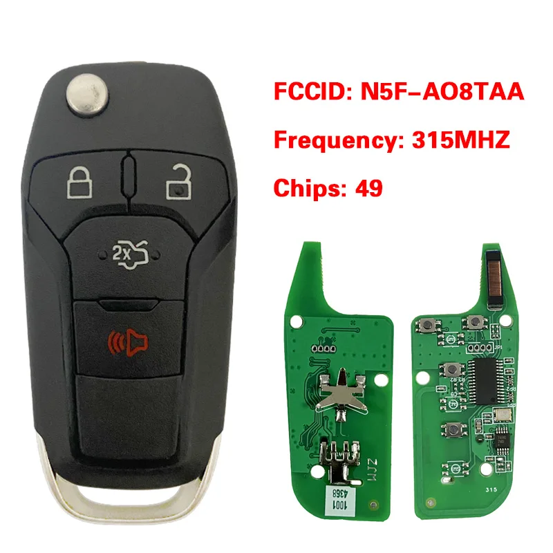 CN018067 posventa 4 botones llave remota inteligente FCC N5F-A08TAA 49 Chip 315MHz sin llave Go para Ford Fusion 2013-2015