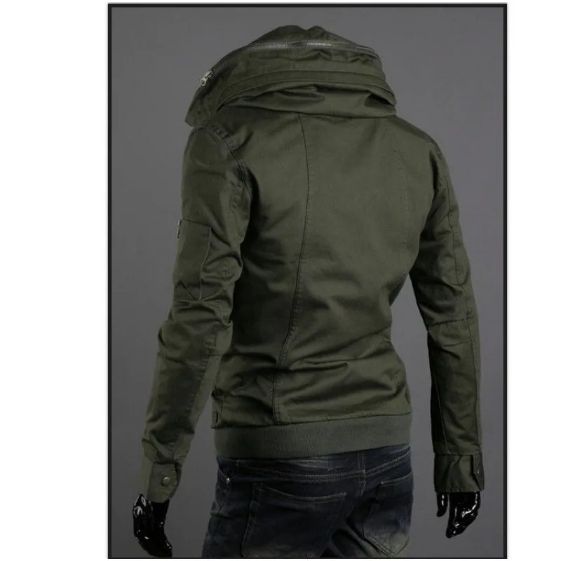 Men Bomber Jacket Military Multi-Pocket Hooded Coat Slim Men Clothing Zipper Long Sleeve Outerwear Green Black Blue Streetwear