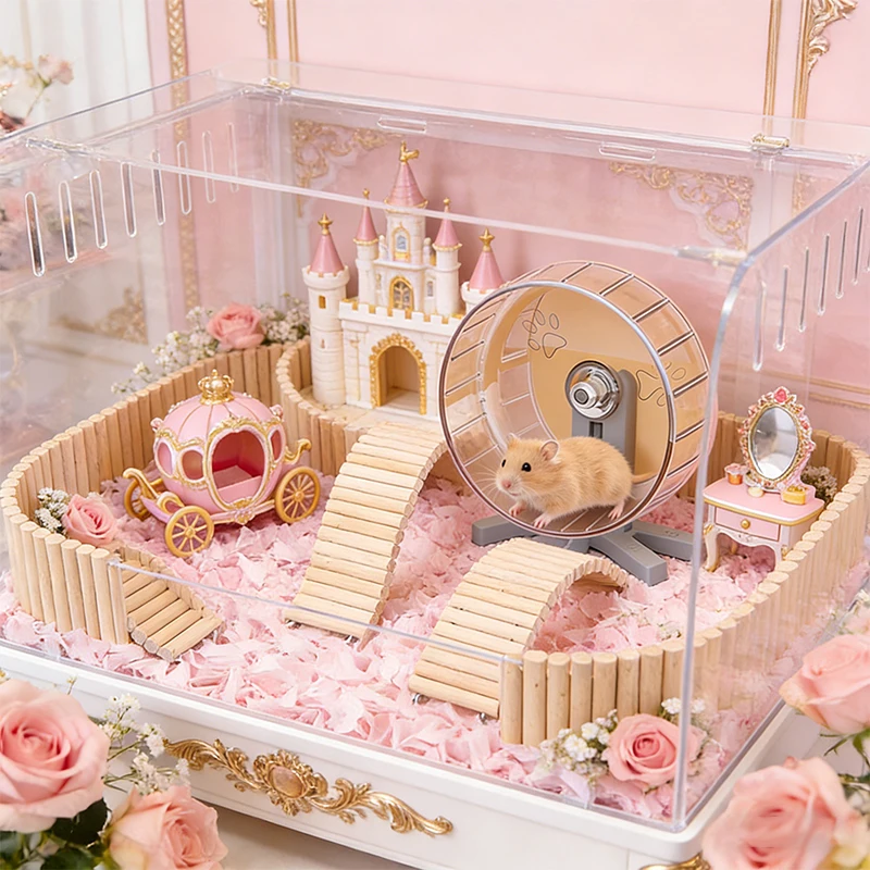 Wooden Hamster Climbing LadderMultifunctional Bendable Hamster SuspensionBridge Wire Series Connection Cage Decoration 1PCS