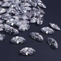 100Pcs 5A Grade Crystal Cubic Clear Zirconia Stone Marquise Pointed Back Loose CZ Stone Synthetic Gems DIY Accesssories for Clot
