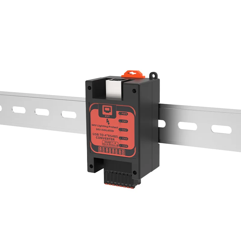 ราคาที่ดีที่สุดตัวแปลง USB Type-B อุตสาหกรรมเป็น 4 พอร์ต RS485 พร้อมการแยก 3KV และการป้องกันฟ้าผ่า 6KV