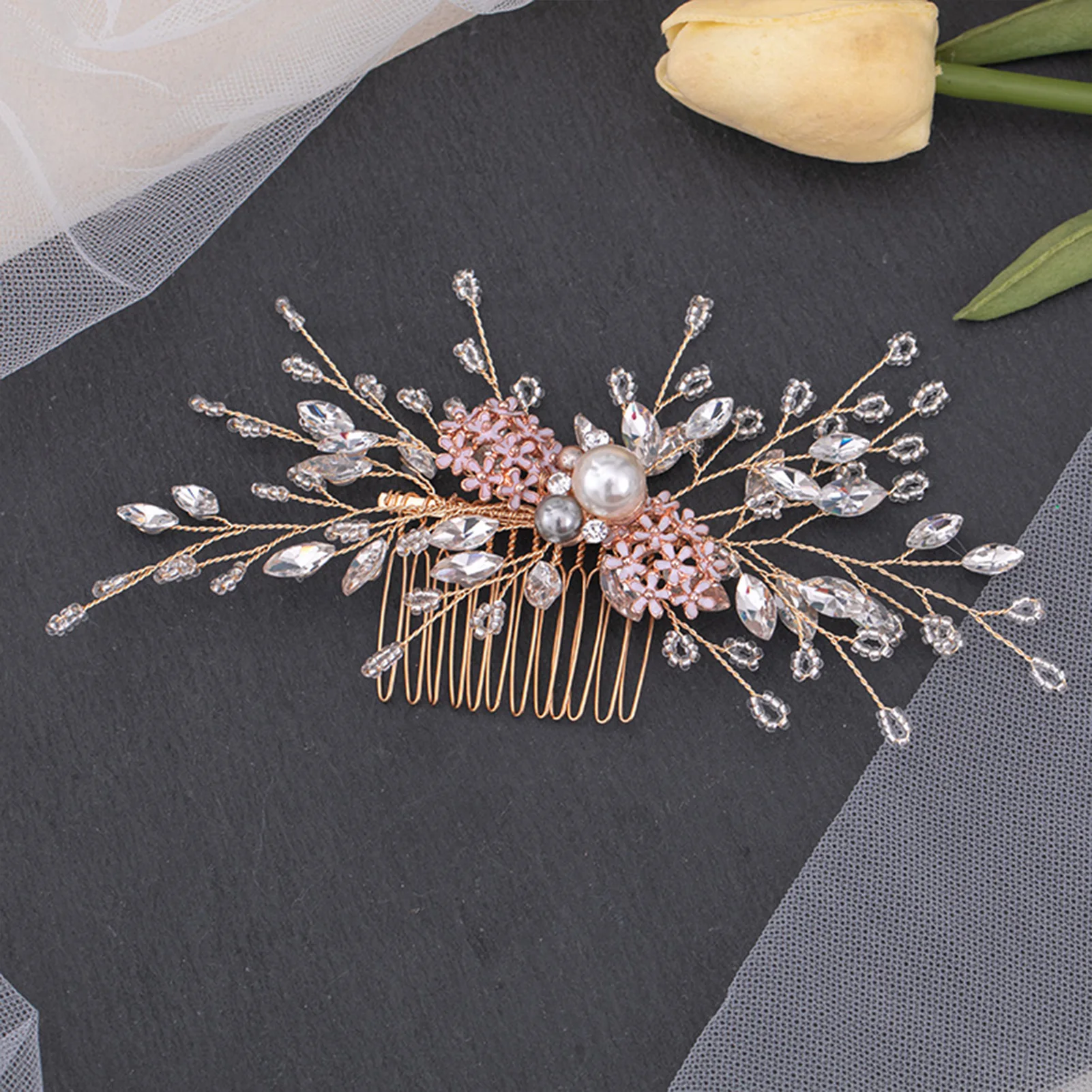 Crystal Bride Wedding Hair Comb with Sparkling Rhinestones Comb Barrette for Women and Girls