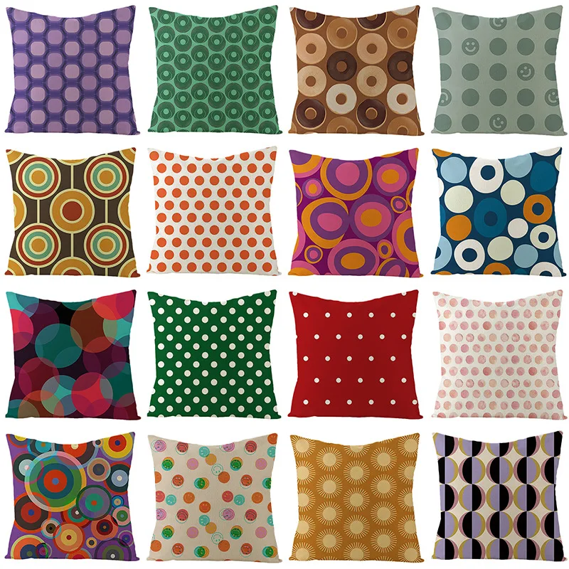 

Mandala Circle Polka Dots Pillow Case Colorful Pattern Pillowcase for Pillow Sofa Room Home Decor 45X45 50X50 Soft Pillow Cover