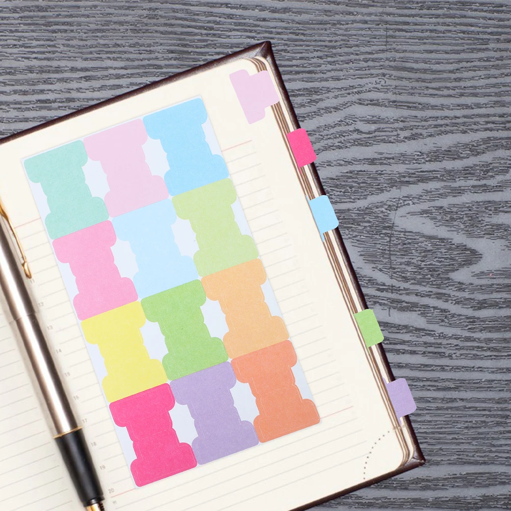 

24 Pcs Bookmarks Notebook Tabs Self Adhesive Colored Stickers Paper Writeable Both Sides Planner Month Markers Page