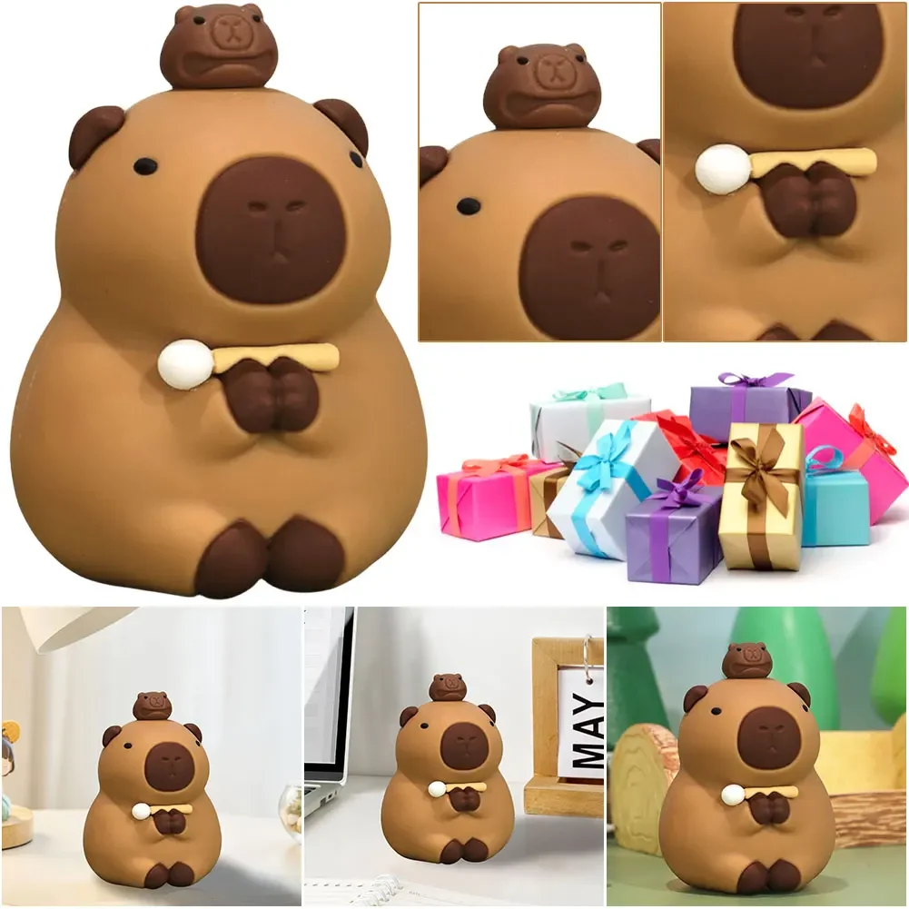 Capybara Sculpture Cute Capybara Animal Ornament Cartoon Capybara Tabletop Decoration Creative for Home Office Decor