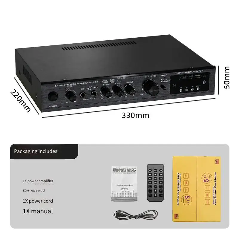 Zdjęcie 4: Wzmacniacz głośnikowy Bluetooth 5.1 Stereofoniczny wzmacniacz audio Elementy systemu audio stereo Bardzo ciężki bas Wysoka moc