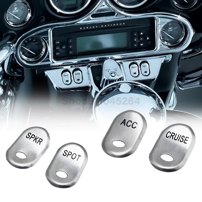 

Motorcycle Switch Cover Chrome Brushed Rocker Buttons Cap Panel Motocross Accessories For Harley Touring Electra Glide