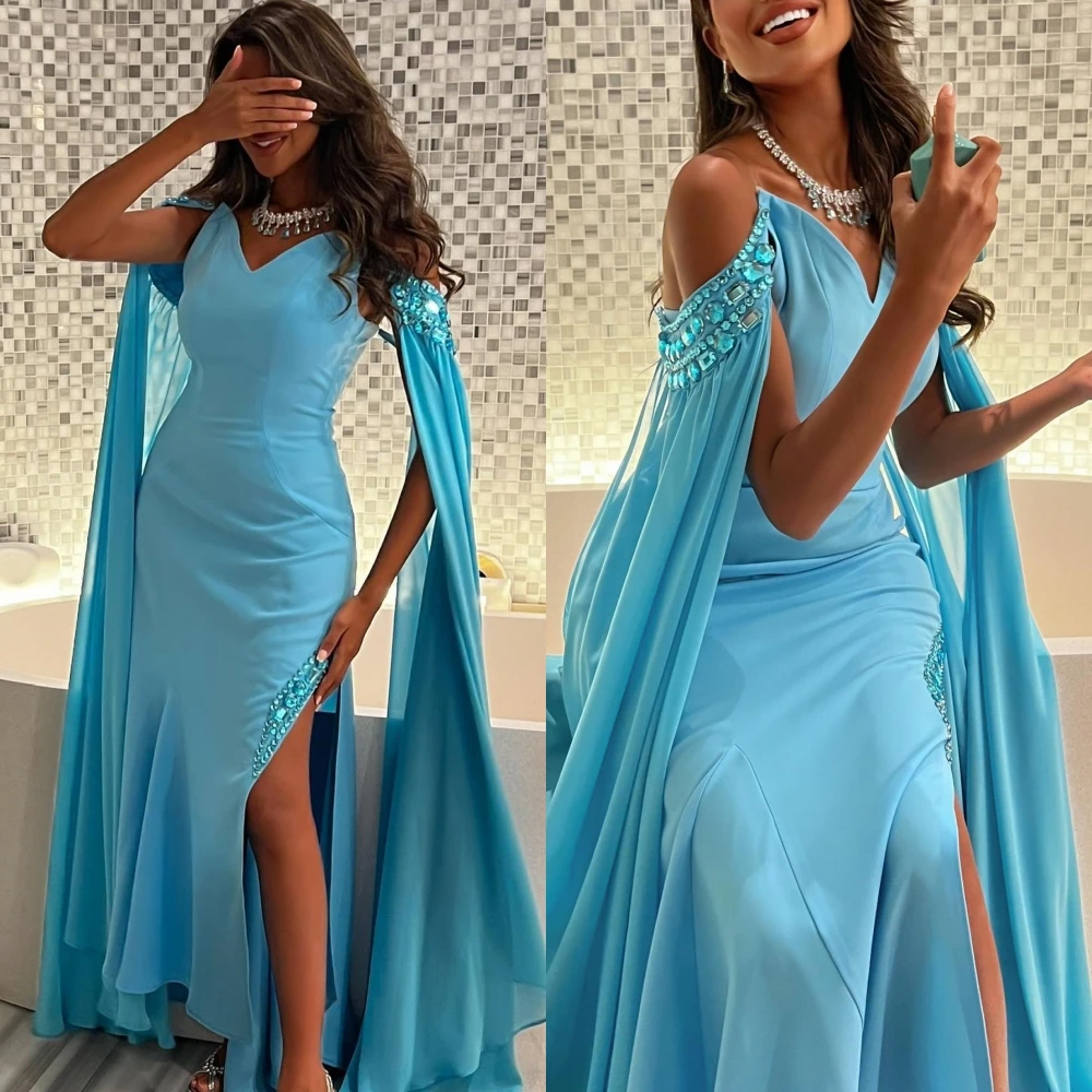 

Sexy Sizes Available Off-the-shoulder Sheath Party Dresses Floor length Beading Draped Skirts Charmeuse Evening 2023