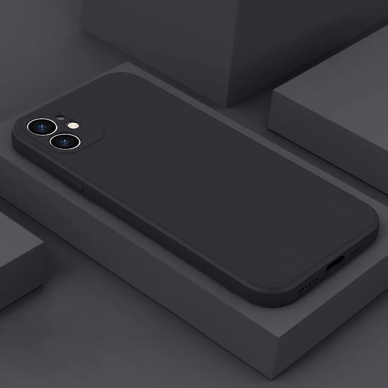 

Ultra-thin Square Liquid Silicone Phone Case For iPhone 16 15 14 13 12 11 Pro Max SE XS X Plus Straight Camera Protection Cover