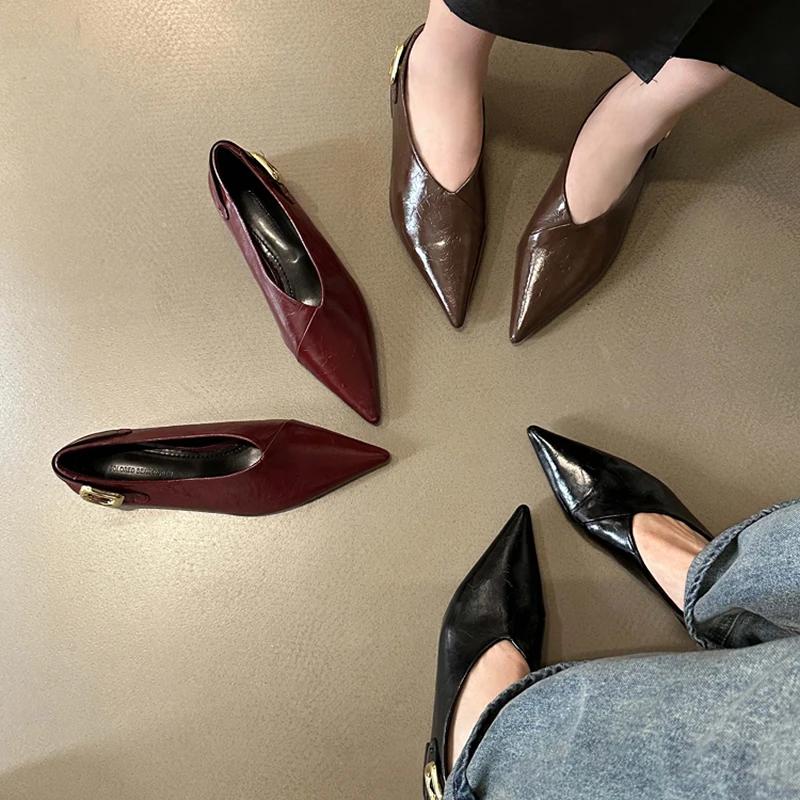 

2025 New Fashion Shallow Women Flats With Shoes Casual Soft Female Slides Footwear Pointed Toe Office Lady Flats Shoes