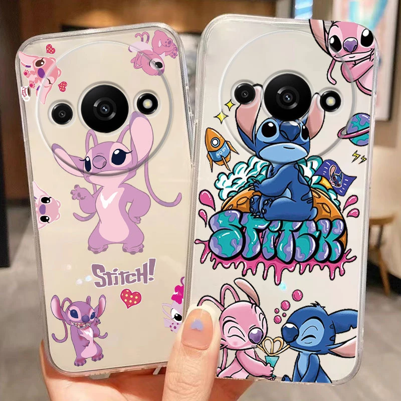 스티치 마우스 미니 미키 전화 케이스 Redmi 14C A3 Pro A3X 9 Note 8 9 14 Pro Poco A4 X3 C75 투명 오리 도널드 커버