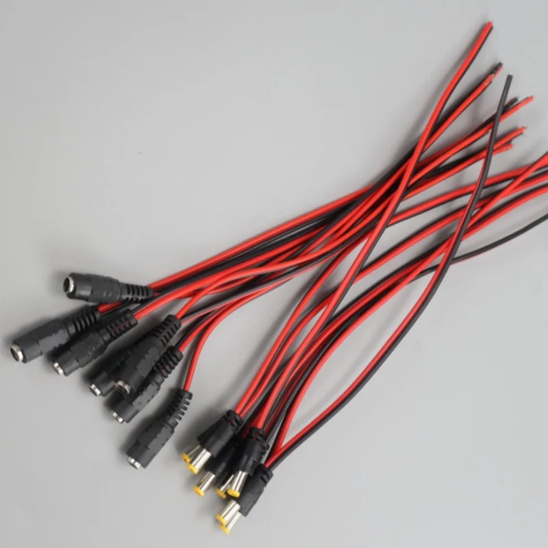 10pcs Male Female DC Power Connector 5V 12V 5.5x2.1mm 20CM Wire Cable Plug Adapter for TV Camera 5050 2835 LED Strip Tape Light