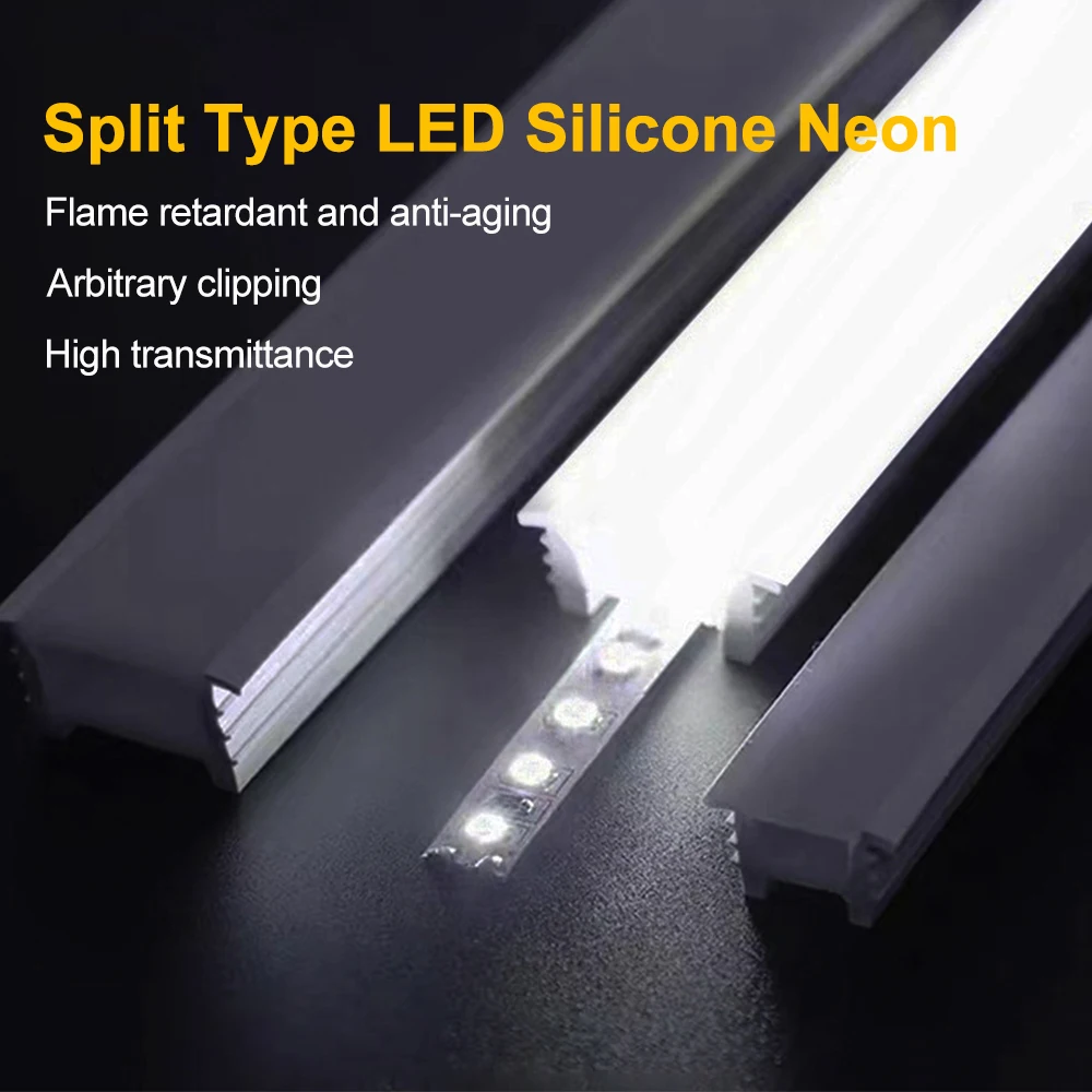 Recessed LED Neon Tube Silicone Gel Covering Flexible Embedded IP67 Waterproof for WS2812B WS2811 COB Strip Light Indoor Outdoor