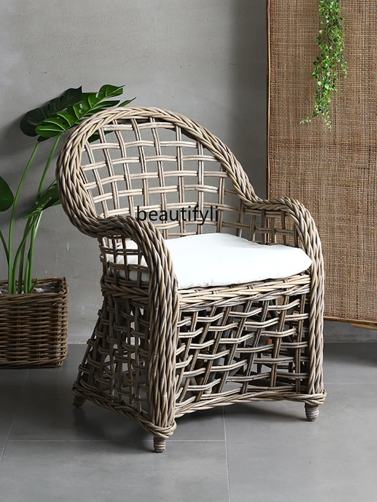 Indonesia Imported Rattan Single-Seat Sofa Chair Leisure Rattan Chair Balcony Chair