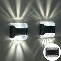 4PCS LED Solar Fence Light Outdoor Waterproof Solar Wall Lamp for Garden Stairs Step Fence Path Christmas Holiday Decoration