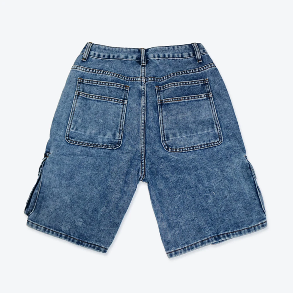 Mode Taschen Frauen Säure Waschen Cargo Denim Shorts 2025, Sommer Casual Weibliche Streetwear Böden Baggy Y2k Hohe Taille Jean Shorts – Detail 8