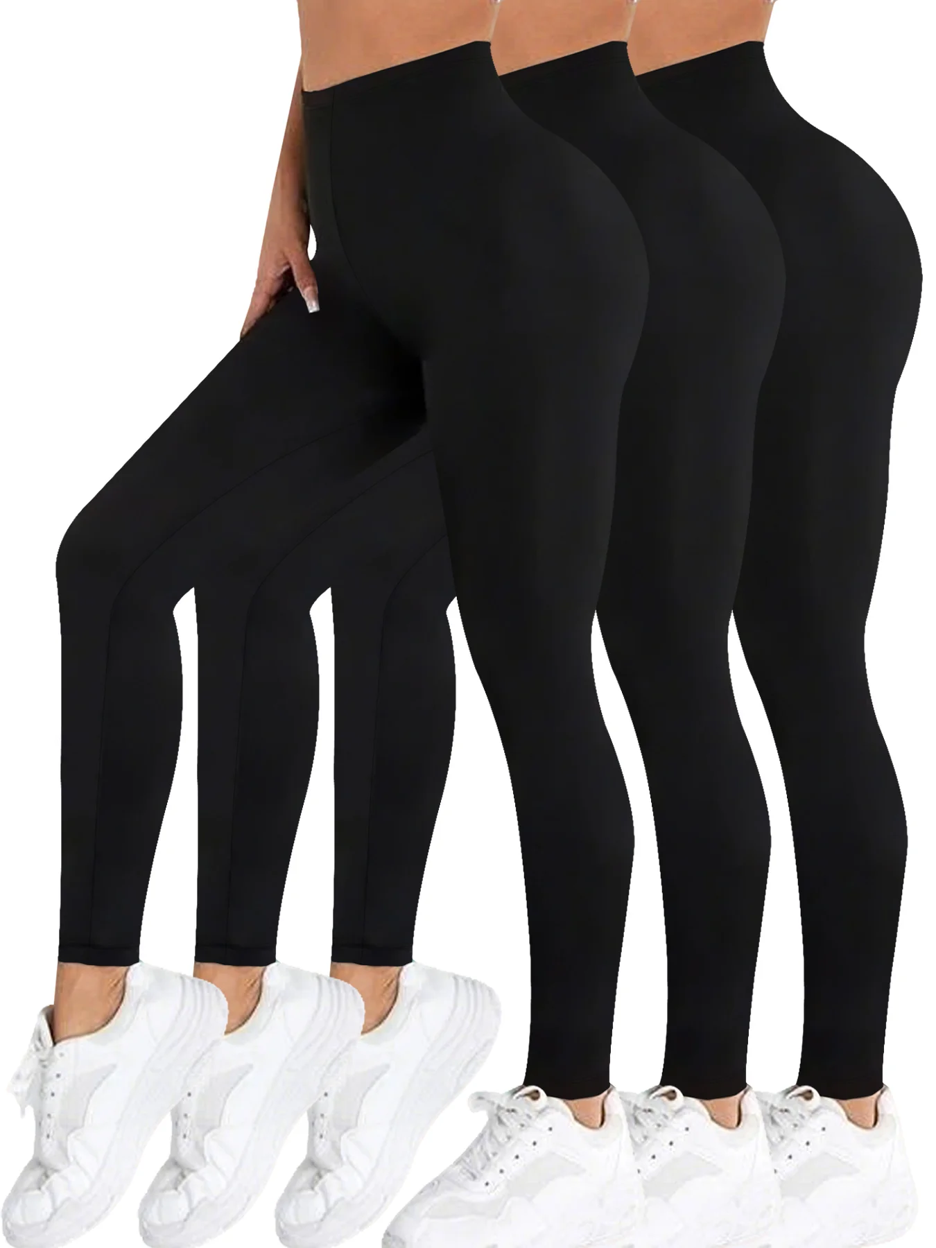 

Комплект из 3 супермягких леггинсов с низкой посадкой для женщин - высокая эластичность для занятий йогой, бега, тренировок и повседневной носки.