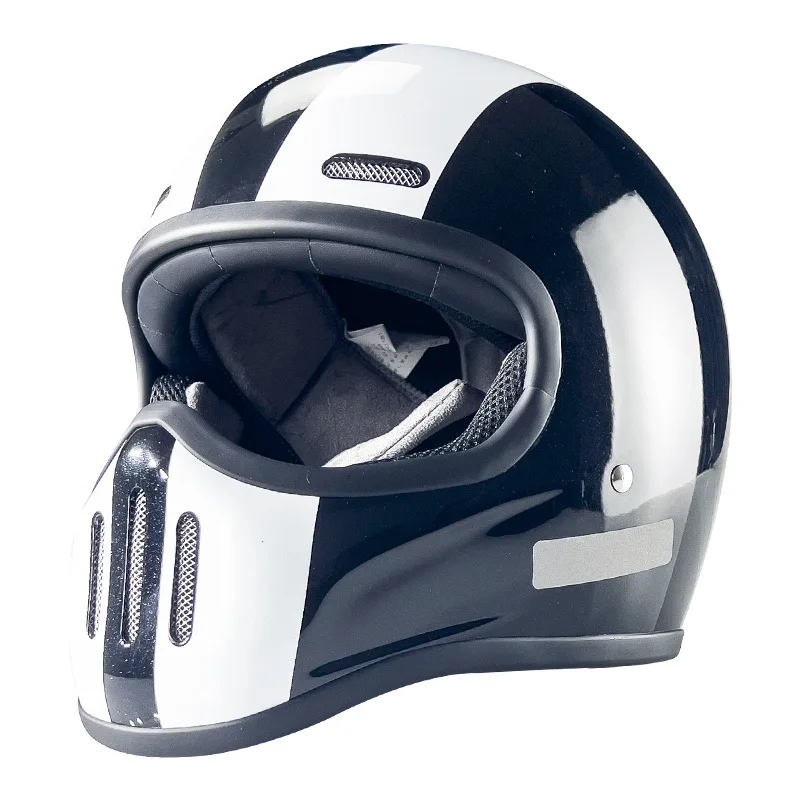 

Unisex Vintage Cruiser Full Face Helmet Winter Motorcycle Safety Helmet with Small Fiberglass Shell Condition New