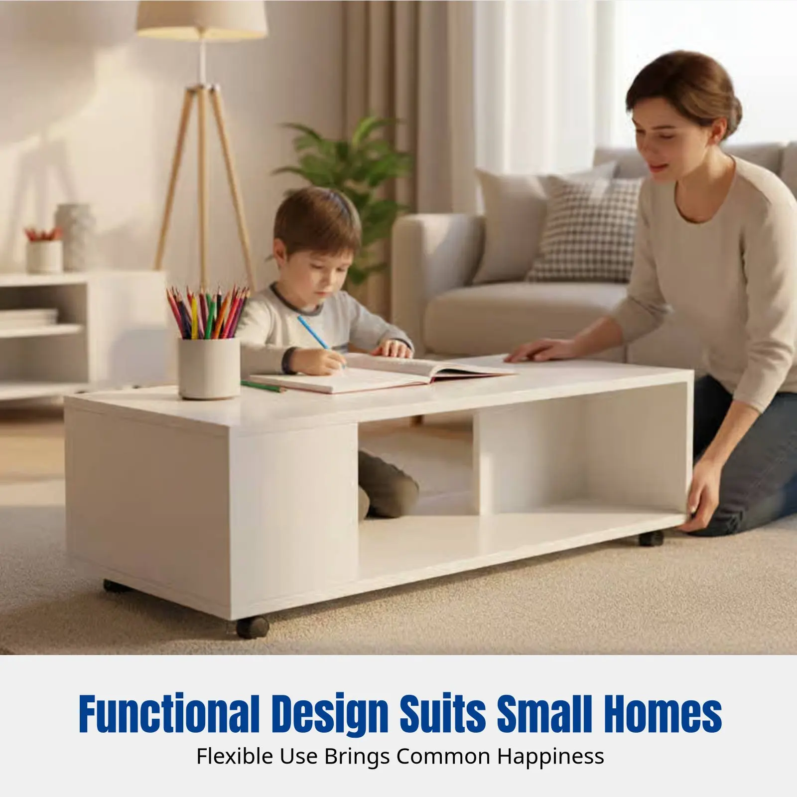 

Минималистичный журнальный столик, приставной столик, кремовый, современный, для небольшой квартиры, для гостиной