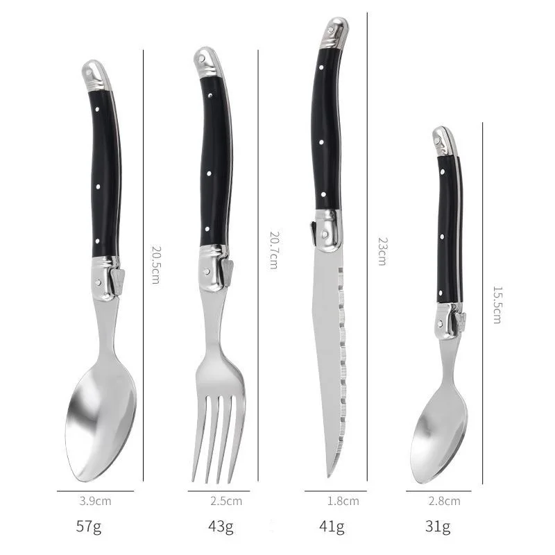 Laguiole Steak Forks Stainless Steel Black Dinner Knife Table Spoon Teaspoon Cutlery Restaurant Kitchen Dinnerware 2-10pcs 8inch