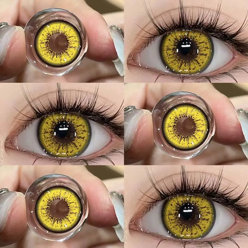 KSSEYE 2pcs Cosplay Anime Eyes Lenses for Eyes Yellow Brown Eye Lenses Halloween Colored Soft Beautiful Pupils New Fast Shipping