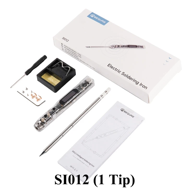 Fer à souder portable intelligent SEQURE SI012 avec 1 jeu de pointes OLED, compatible avec les pointes T12 et TS, prend en charge PD3.0 | QC2.0 | DC5525