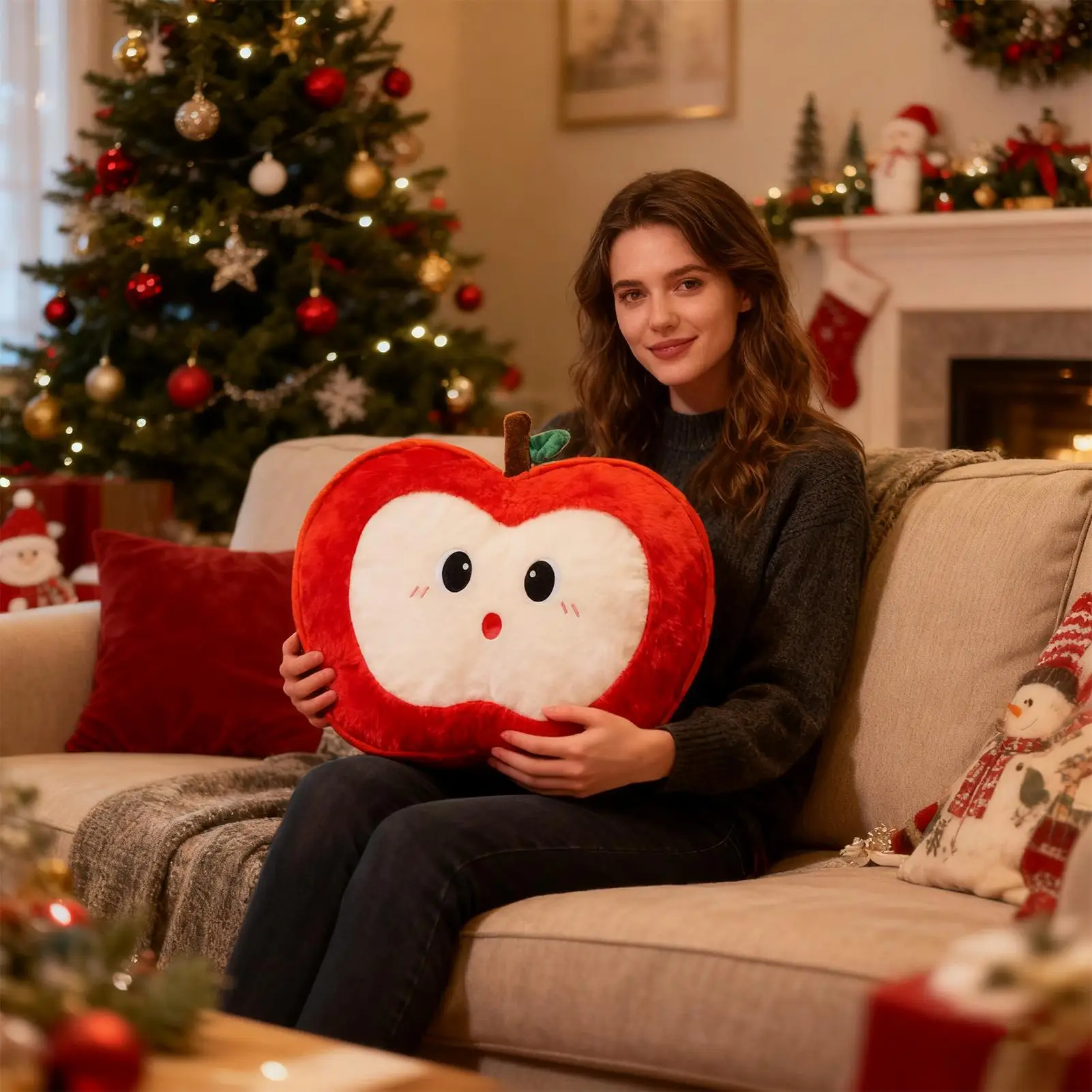 

Пряники, плюшевые милые мягкие рождественские елки, домашний декор, рождественские декоративные подушки для снеговика, новогодний праздник, чтение, сидение