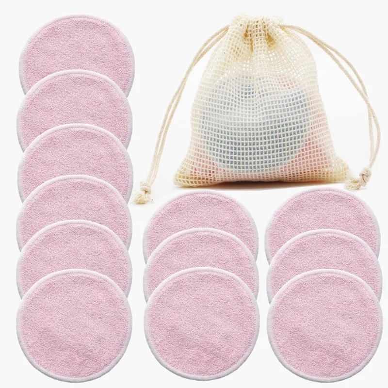 10 pcs Reusable Bamboo Makeup Remover Pads Washable Rounds Cleansing Facial Cotton Make Up Removal Pads Tool