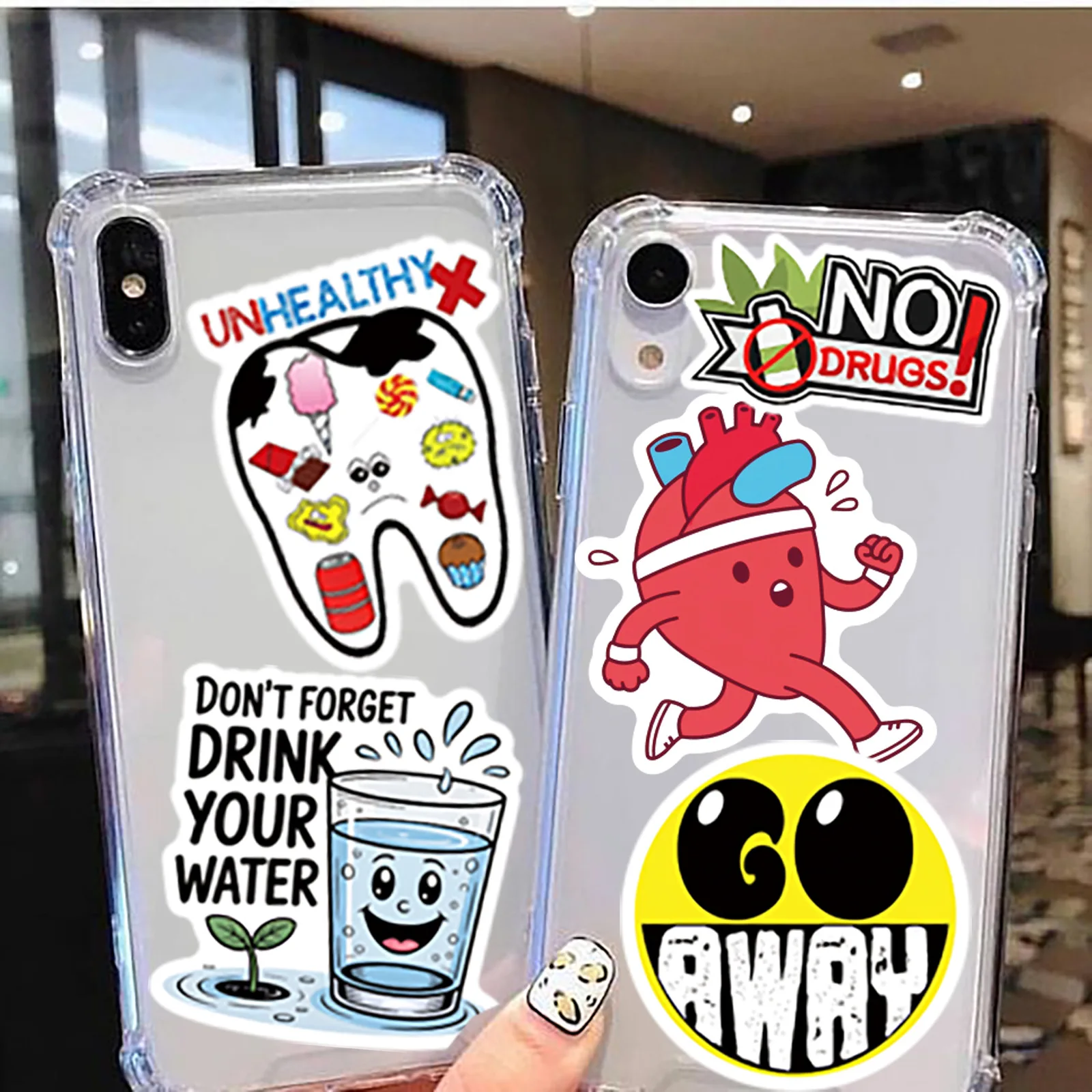 50 Uds. De pegatinas creativas protectoras para la salud, pegatinas impermeables de dibujos animados, decoración DIY para cuaderno, guitarra móvil, taza de agua, maleta, Graffiti