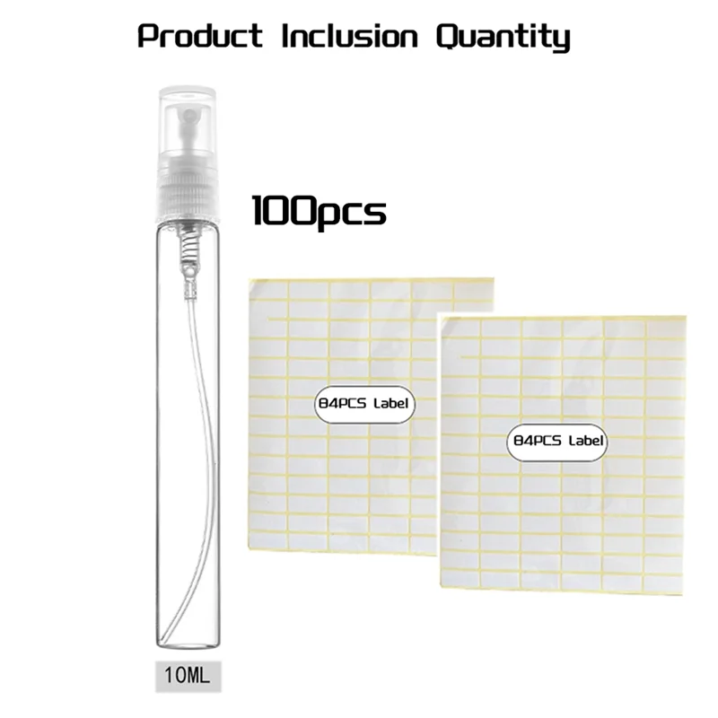 

A28F-100Pcs 10ML Spray Bottle Small Cosmetic Packing Atomizer Perfume Bottles Atomizing Spray Liquid Container For Travel