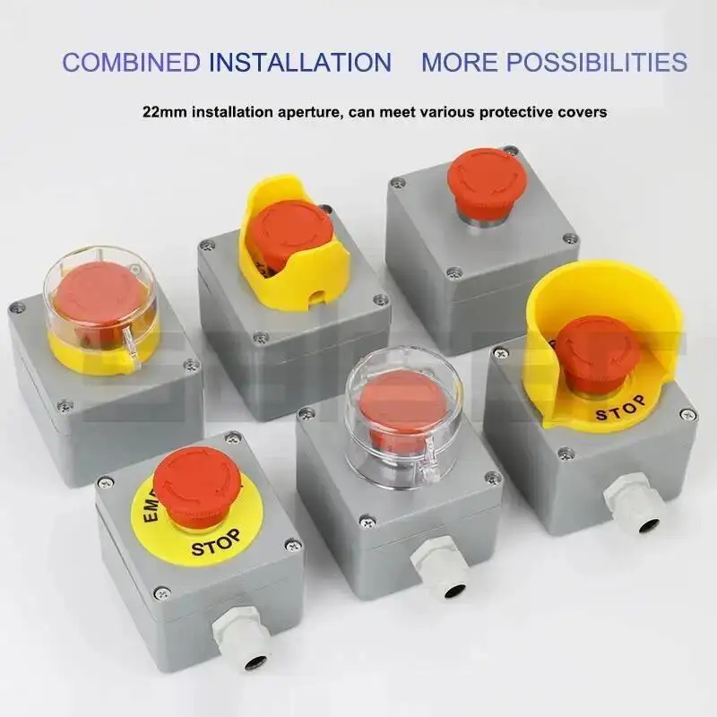 Picture 5: Emergency Stop Push Button Switch Control Box Elevator With Protection Cover Waterproof Enclosure 22mm Mounted