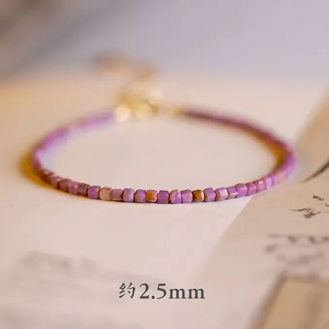 

2025 чрезвычайно тонкий браслет 2 мм браслет с аметистом Lucky Bead натуральное сердце девушки ручная веревка ювелирные изделия в древнем китайском стиле