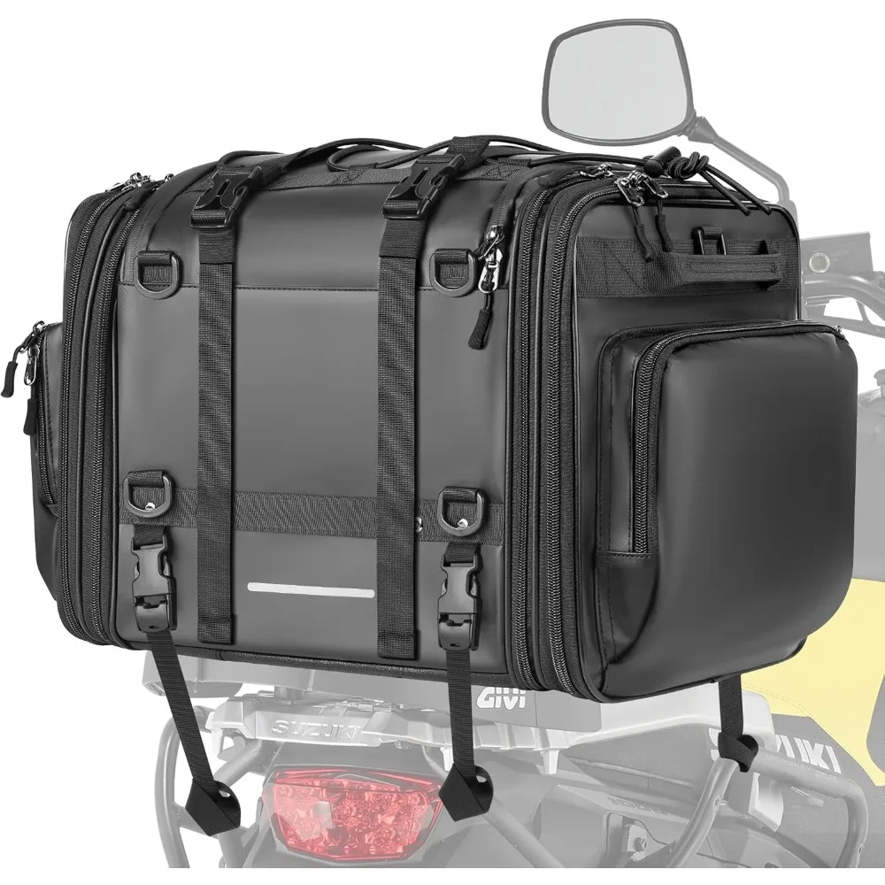 

motorcycle tail bag, 40l-60l expandable motorcycle saddle bags motorbike bags travel luggage, pu waterproof luggage for motorbik