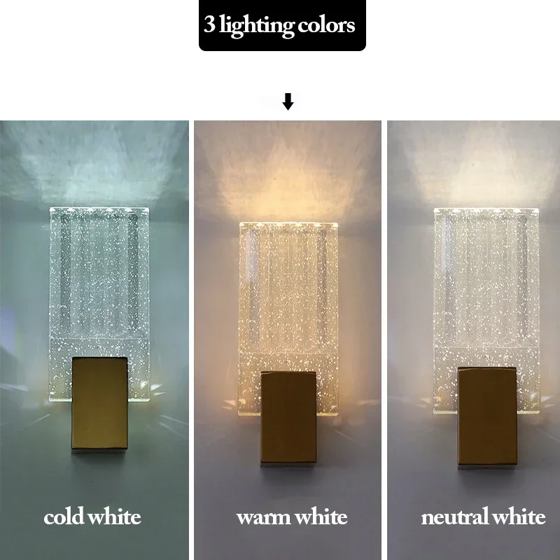 ฟองคริสตัลโคมไฟโมเดิร์นไฟ LED GOLD Indoor Wall Sconces ห้องนั่งเล่นพื้นหลังทีวีห้องนอนทางเดินตกแต่งบ้าน Luster