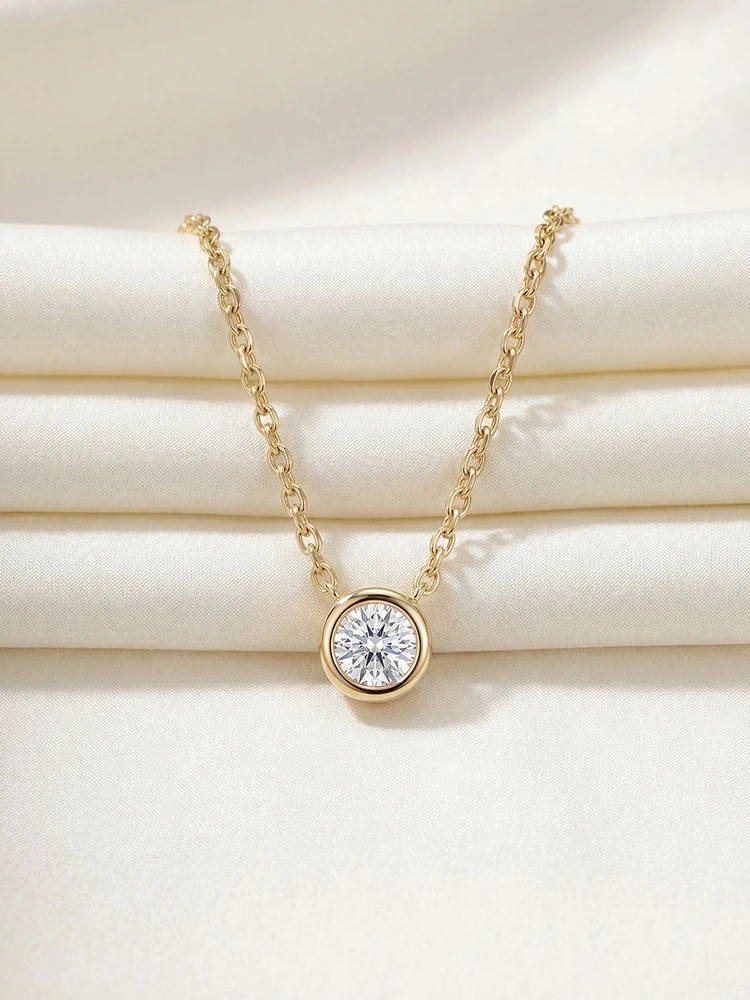 925 Sterling Silver 4mm Minimalism Personalized Round Zircon Necklace For Women Anniversary Party High Quality Fine Jewelry