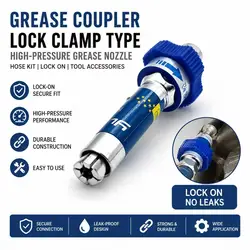 Grease Coupler Lock Clamp Type Grease Nozzle Hose Kit High-Pressure Grease Gun Coupling End Connector Lock on Tool Accessories