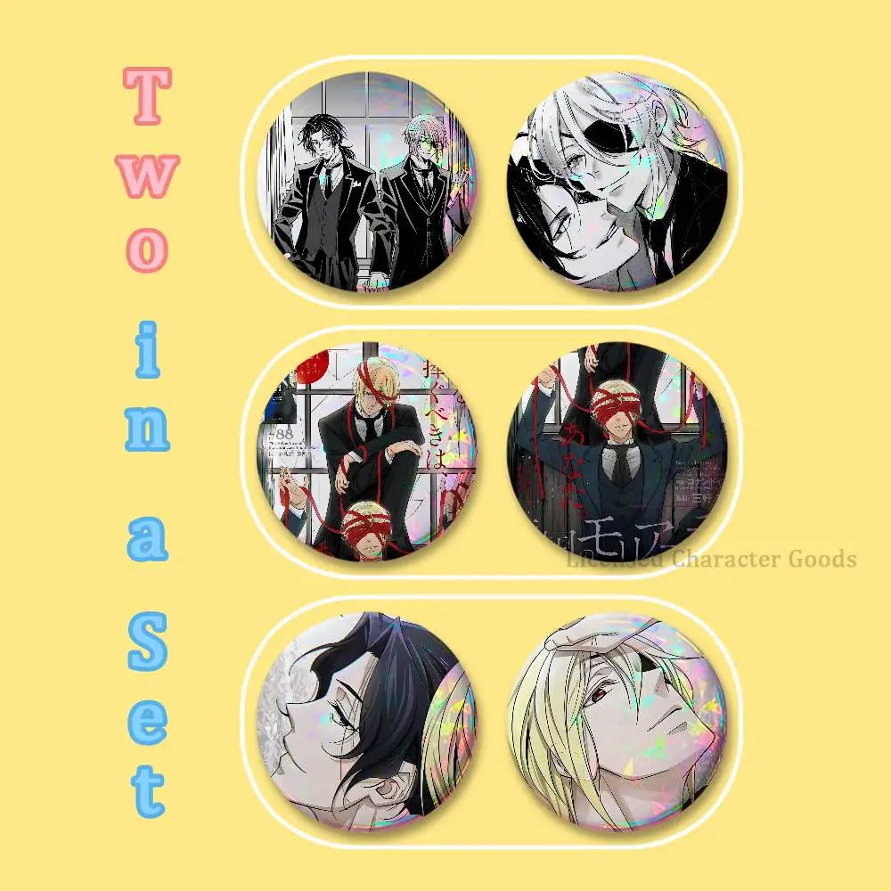 Sherliam Badges 25 32 44 58 75 mm Round Cosplay Pin Backpack Decor Collect Gifts Brooch 2-piece set
