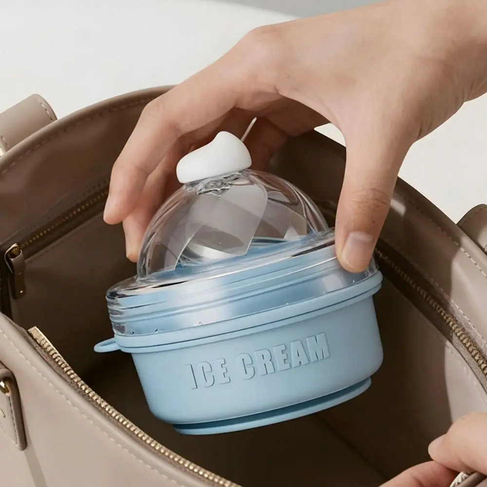 2 in 1 Foldable Ice Ball Cup Ice Cream Design Creative Ice Cube Water Bottle Easy To Demold Multi-functional Ice Mold Cup