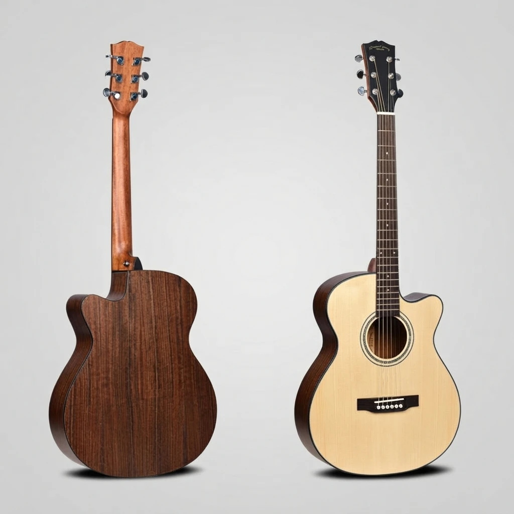 GA‑Style Cutaway Acoustic Folk Guitar,Solid Spruce Top,Rosewood Fretboard,Gloss Surface, For Beginner Music Practitioners